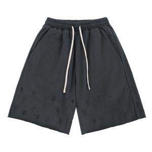 Men's Clothing Spring Solid Color Hole Heavyweight Sports Shorts Casual