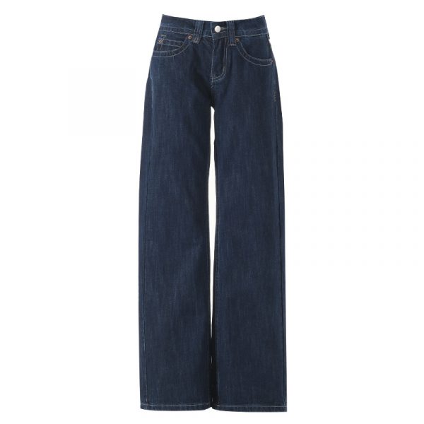 Women's Original Color Straight Leg Jeans Low Waist Slim Wide Leg Long Pants