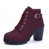 Fashoin Leopard Print Ankle Square Heel Suede Lace-up Zip Boots Women Casual Versatile Shoes Autumn And Winter