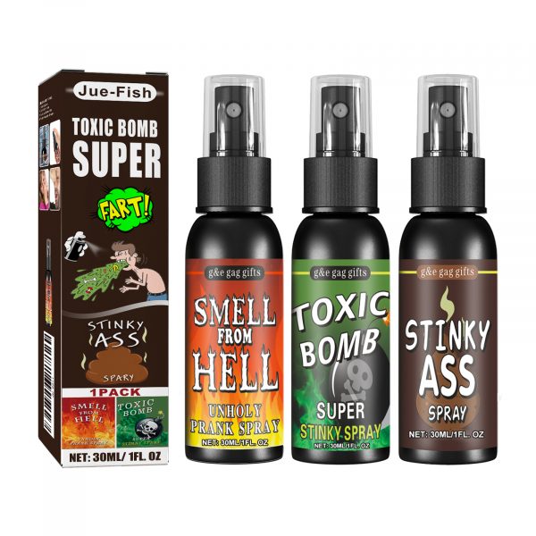 Jue-Fish Stinky Fart Spray (Set) April Fool's Day Prank Liquid Toy Parody Stinky Entertainment Poop Hell Bomb Smell