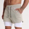 Gym Clothing Men Quick Dry 2 In 1 Gym Shorts Men Polyester Spandex Breathable Shorts Men Liner Running Fitness Shorts