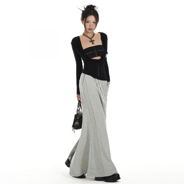 Women's Skirt Gray Casual Pencil Skirt | Straight Tube Long Skirt Mermaid Skirt