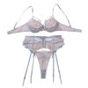Perspective Embroidered Mesh Splicing Sexy Underwear 3-Piece Set