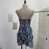 Irregular Rivet Mesh Camisole Dress with Ruffle Strap Sleeveless Top