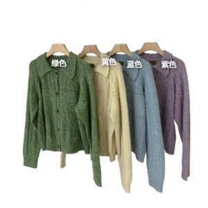 Retro Cable Knit Collar Cardigan Women's Loose Fit Versatile Lazy Style Sweater Jacket