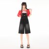 Women's Denim Overalls Summer Strap Design Loose  Age-Reducing Wide-Leg Pants