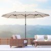 15ft Double Sided Patio Umbrella Outdoor Market Extra Large Cream White With Crank For Deck Lawn  Pool