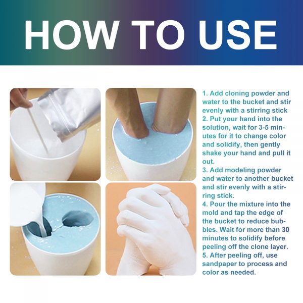 DOWMOO Diy For Love Keepsake Hands Casting Kit, Clone Powder Model Powder 3d Three-Dimensional Hand And Foot Film Technology Souvenir