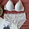 Sexy Women's Underwear Front Closure Backless Small Chest Gathering Bra Anti-Sagging Plus Size Lace Bra Set