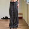 Color blocking waist loose thin stripe hanging straight leg pants