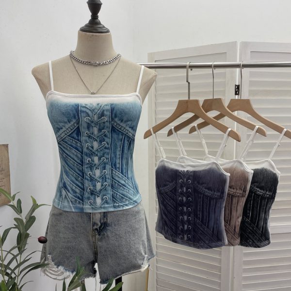 Cowboy print camisole sleeveless top