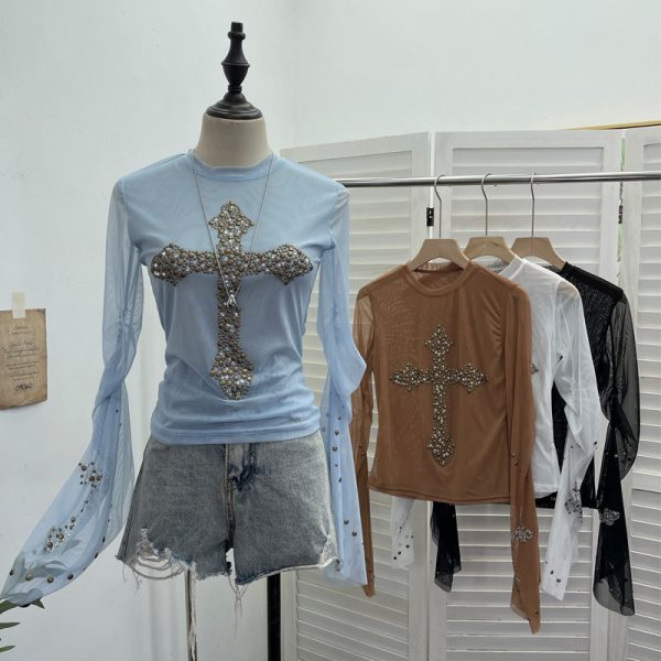 Flare Sleeve Double Layer Tulle Spicy Girl Top