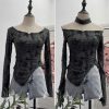 Butterfly neck hanging long sleeved T-shirt top