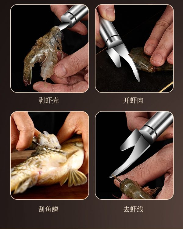 304 Stainless Steel Shrimp Opener (430 Multi-purpose Shrimp), Double-Head Shrimp Line Knife, Shrimp Line Cleaning Knife, Fish Belly Cutting Knife, Shrimp Opening Knife, Shrimp Peeling Machine