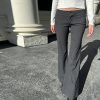 Street style striped contrasting micro flared casual pants