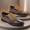 Men's Leather Shoes Breathable Color-Block Large Size Shoes