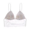 French Sexy Thin Non-Wired Bra Lace Embroidery Underwear for Women U-Shape Backless Strap Camisole Bra