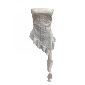 Lace strapless irregular ruffled ribbon sleeveless top