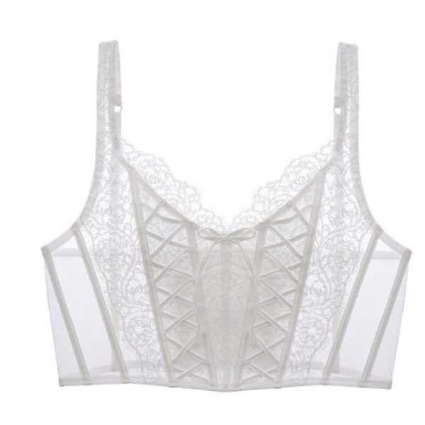 Thin Mesh Lace Bra Large Chest Minimizer Shapewear Boned Underwear