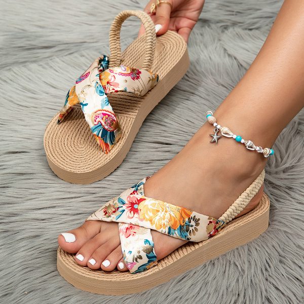 Cross-border European and American Style Women's Sandals New Fashionable Outdoor Wear Small Size Height-increasing Flat Heel Thick Sole Sandals Summer