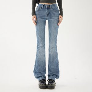 Women's Low-Waist Spicy Girl Flare Pants Slimming Skinny Stretch Denim Trousers