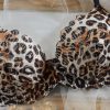 Sexy Leopard Print Pure Desire Style Thin Underwear Large Chest Minimizer Push-Up Bra and Thong Set