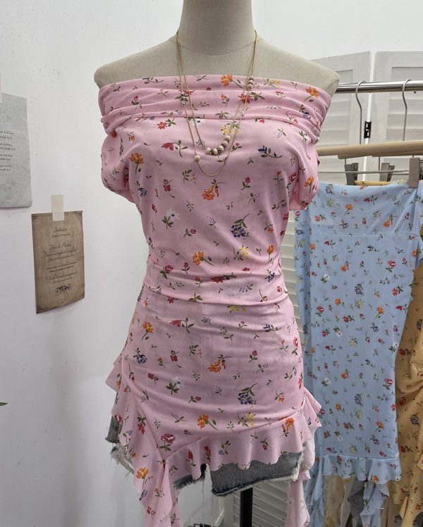 Floral slimming ribbon T-shirt