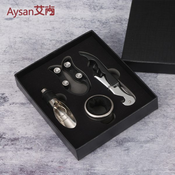 Top And Bottom Lid Paper Box Wine Opener Set, Multi-Functional Wine Opener Tool, Stainless Steel Wine Opener Gift Box