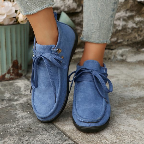 Lace-up Suede Single Shoes for Women Thick Sole Cloth Shoes