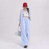 Women's Pants Pure and Sweet Striped Casual Trousers Summer Loose-Fit Wide-Leg Pants