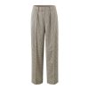 Two piece set of slim fitting plaid tight strap camisole vest and high waisted straight leg casual pants
