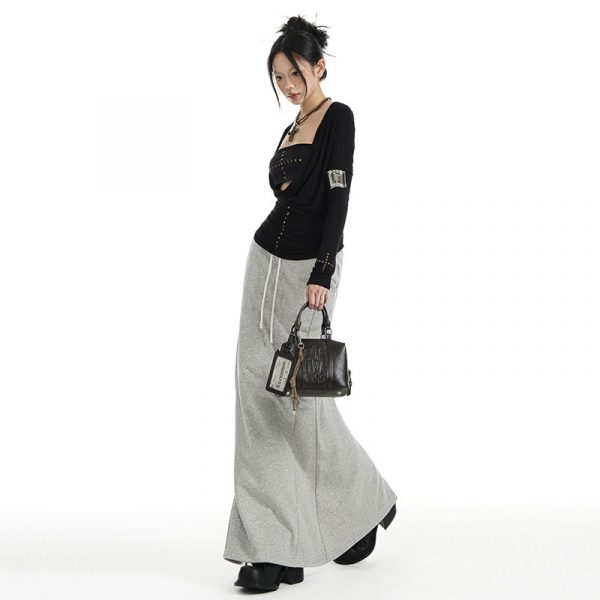 Women's Skirt Gray Casual Pencil Skirt | Straight Tube Long Skirt Mermaid Skirt