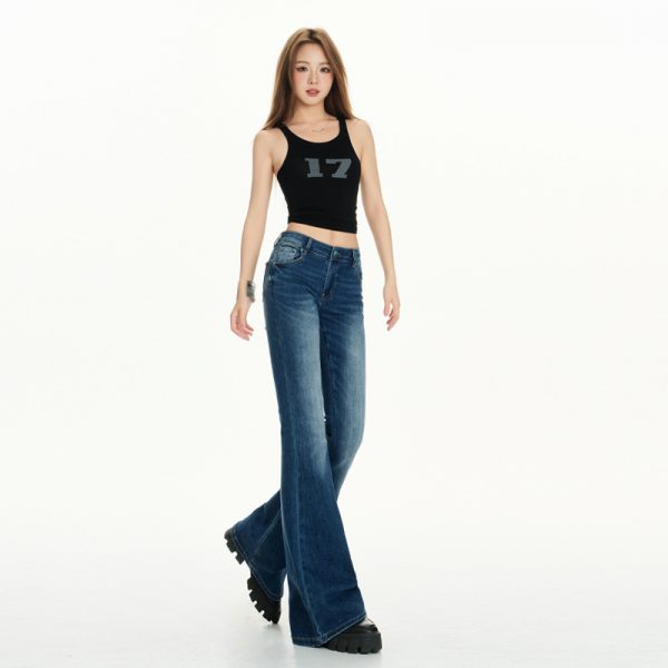 Women's Low Waist Flared Jeans New Non-clinging Casual Versatile Floor-length Trumpet Pants