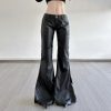 Autumn and winter PU leather micro flared pants
