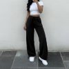 Casual lace up high waisted straight leg pants