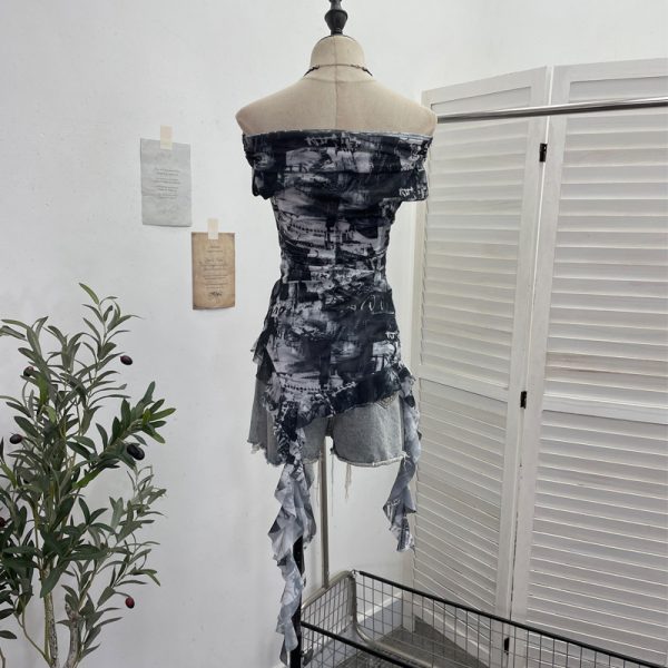 Floral slimming ribbon T-shirt