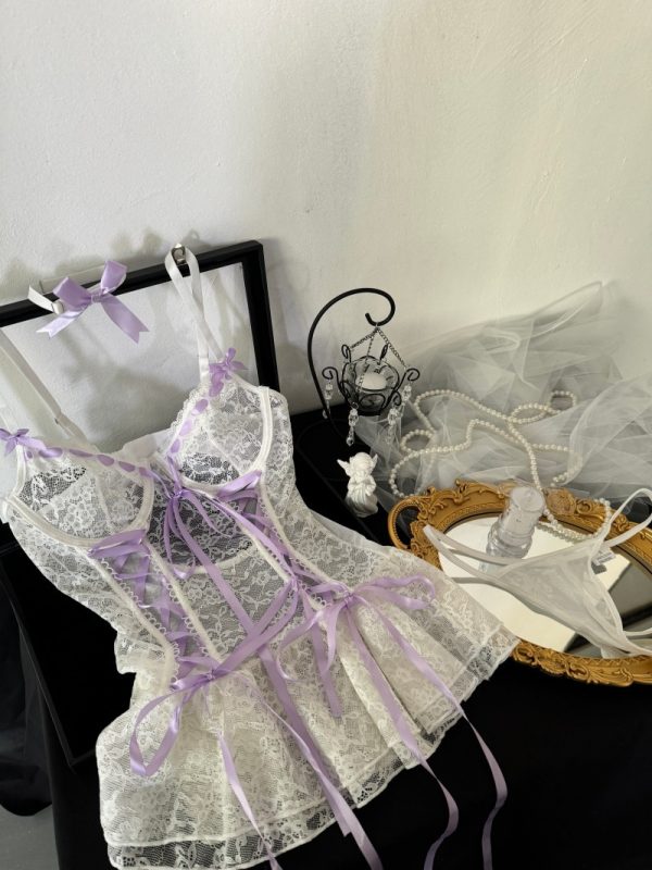 Seductive Sheer Mesh Bubble Skirt Set with Erotic Underwear