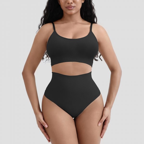 Thong Belly Control Underwear Set with Bra Large U-Shape