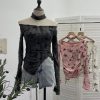 Butterfly neck hanging long sleeved T-shirt top