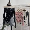 Butterfly neck hanging long sleeved T-shirt top