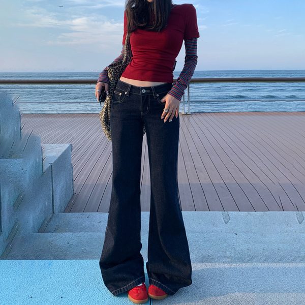 Women's Autumn and Winter Low-Waist Jeans Slimming Tapered Leg Pants