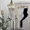 Lace strapless irregular ruffled ribbon sleeveless top