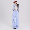 Women's Pants Pure and Sweet Striped Casual Trousers Summer Loose-Fit Wide-Leg Pants