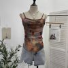 Butterfly print layered sleeveless top