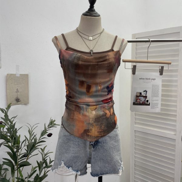 Butterfly print layered sleeveless top