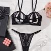 Love perspective mesh sexy tassel fun hollow underwear two-piece set for women