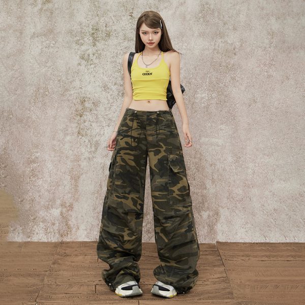 Women's  Casual Work Pants  Waist Cuffed Loose Slim Wide Leg Pants
