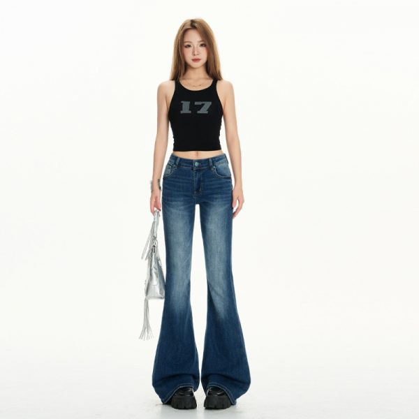 Women's Low Waist Flared Jeans New Non-clinging Casual Versatile Floor-length Trumpet Pants