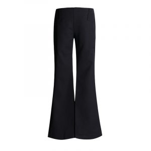 Women's Black Low Waist Suit Flare Trousers Slimming Casual Floor-Length Pants