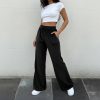 Casual lace up high waisted straight leg pants
